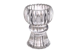 Świecznik na świecę stożkową tealight szklany podwójny