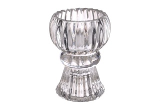 Świecznik na świecę stożkową tealight szklany podwójny