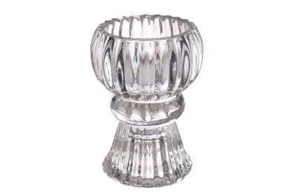 Świecznik na świecę stożkową tealight szklany podwójny