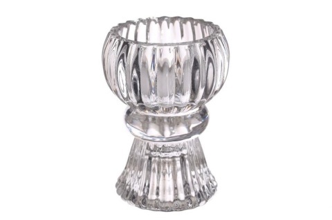 Świecznik na świecę stożkową tealight szklany podwójny