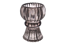 Świecznik szklany na świecę stożek tealight szary podwójny