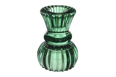 Świecznik szklany na świecę tealight zielony nora podwójny