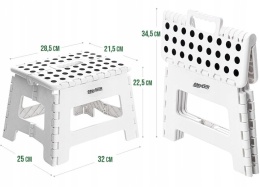 Taboret stołek składany antypoślizgowy biały do kuchni