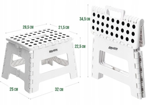 Taboret stołek składany antypoślizgowy biały do kuchni
