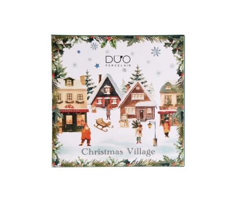 Talerz deserowy porcelana 2 szt christmas village święta