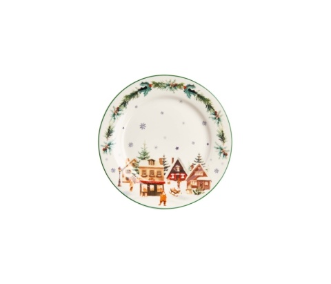 Talerz deserowy porcelana 2 szt christmas village święta