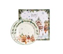Talerz deserowy porcelana 2 szt christmas village święta