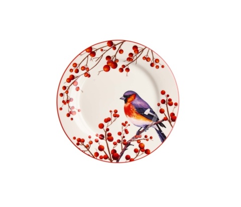 Talerz deserowy porcelana zestaw 2szt christmas birds ptak