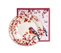 Talerz deserowy porcelana zestaw 2szt christmas birds ptak