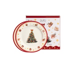 Talerz deserowy porcelana 2 szt christmas tree choinka