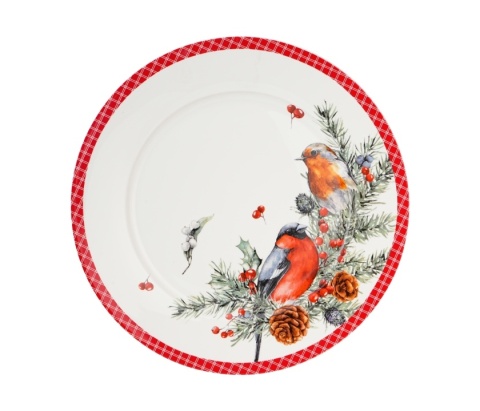 Talerz duży obiadowy porcelana na święta christmas birds