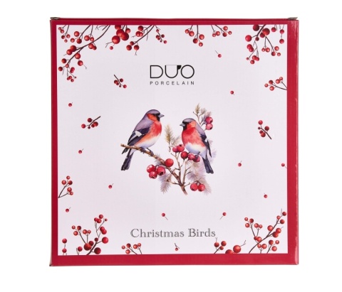Talerz duży obiadowy porcelana na święta christmas birds