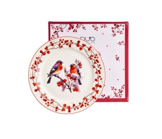 Talerz duży obiadowy porcelana na święta christmas birds