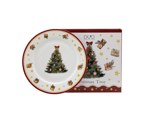 Talerz obiadowy duży porcelana na święta christmas tree