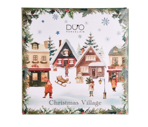 Talerz obiadowy porcelana duży na święta christmas village