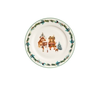 Talerz obiadowy porcelana duży na święta christmas village