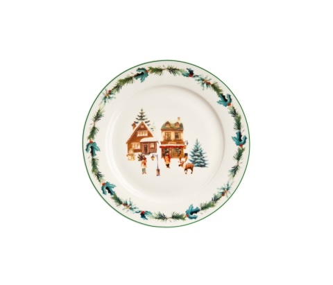 Talerz obiadowy porcelana duży na święta christmas village