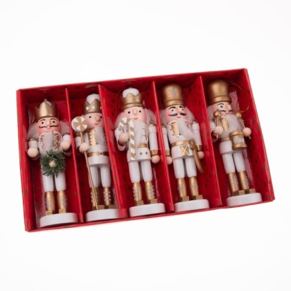 Zawieszka ozdoba na choinkę dziadek do orzechów 5 szt drewno