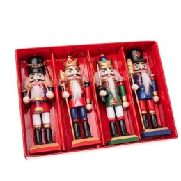 Zawieszka bombka na choinkę dziadek do orzechów 4 szt drewno