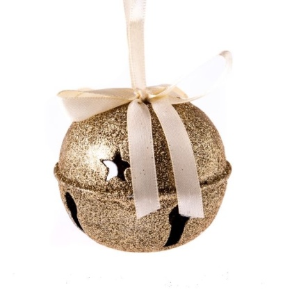 Zawieszka na choinkę złota bombka dzwonek metalowy ozdoba