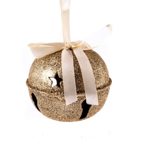 Zawieszka na choinkę złota bombka dzwonek metalowy ozdoba