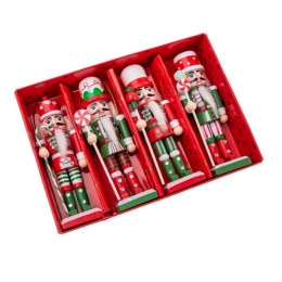 Zawieszka na choinkę bombka dziadek do orzechów 4 szt drewno