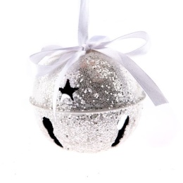 Zawieszka na choinkę srebrna bombka dzwonek metalowy ozdoba