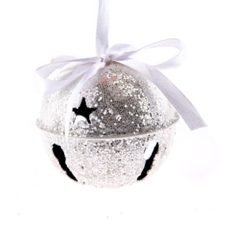 Zawieszka na choinkę srebrna bombka dzwonek metalowy ozdoba