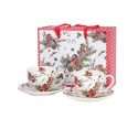 Zestaw 2 filiżanki spodki Christmas birds prezent na święta