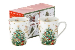 Kubki z choinką prezent na święta porcelanowe do herbaty