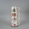 Kubki na stojaku prezent na święta 4szt choinka porcelana