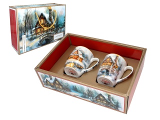 Kubki Carmani 2 szt kubek do kawy prezent na święta dom zimą