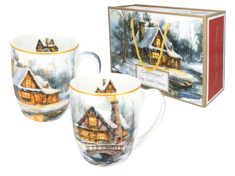 Kubki Carmani 2 szt kubek do kawy prezent na święta dom zimą