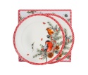 Zestaw dwa talerze deserowe porcelana święta christmas ptaki