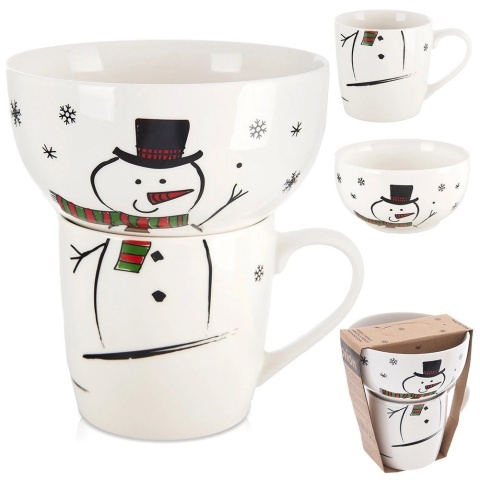 Kubek miseczka zestaw dla dziecka bałwanek na święta miska