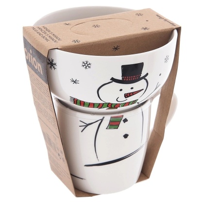 Kubek miseczka zestaw dla dziecka bałwanek na święta miska