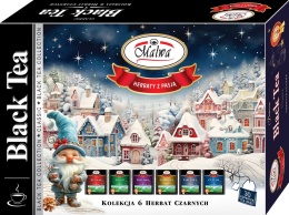 BOMBONIERKA CZARNA MALWA HERBAT NA PREZENT ŚWIĘTA