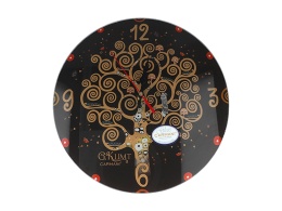 Zegar szklany na ścianę arabskie cyfry Klimt Drzewo życia