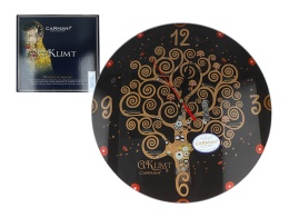 Zegar szklany na ścianę arabskie cyfry Klimt Drzewo życia