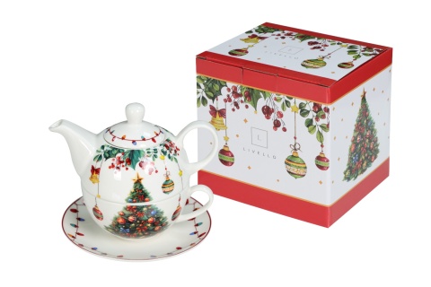 Imbryk filiżanka tea for one porcelana livello święta choinka