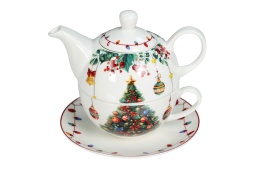 Imbryk filiżanka tea for one porcelana livello święta choinka