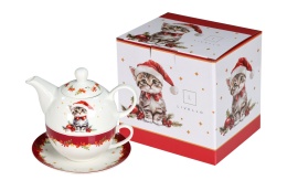 Filiżanka imbryk tea for one porcelana livello na święta kot