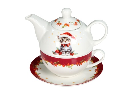 Filiżanka imbryk tea for one porcelana livello na święta kot