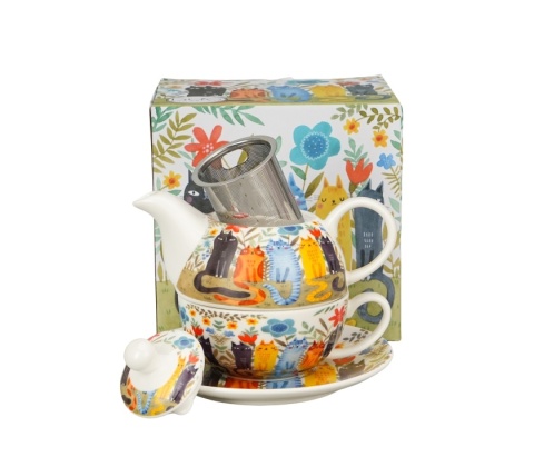 Dzbanek filiżanka sitko tea for one Koci świat Koty ogrodowe