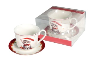 Filiżanka jumbo Livello porcelana kot Boże Narodzenie święta