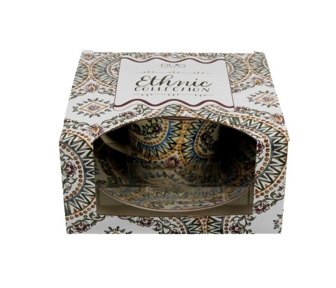 Filiżanka ze spodkiem do herbaty porcelana ethnic estrella