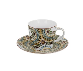 Filiżanka ze spodkiem do herbaty porcelana ethnic estrella
