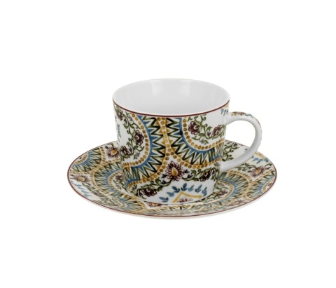 Filiżanka ze spodkiem do herbaty porcelana ethnic estrella