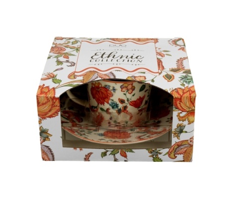 Filiżanka ze spodkiem do kawy porcelana ethnic primavera