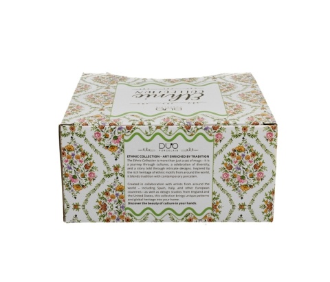 Filiżanka ze spodkiem do kawy porcelana ethnic fiori prezent